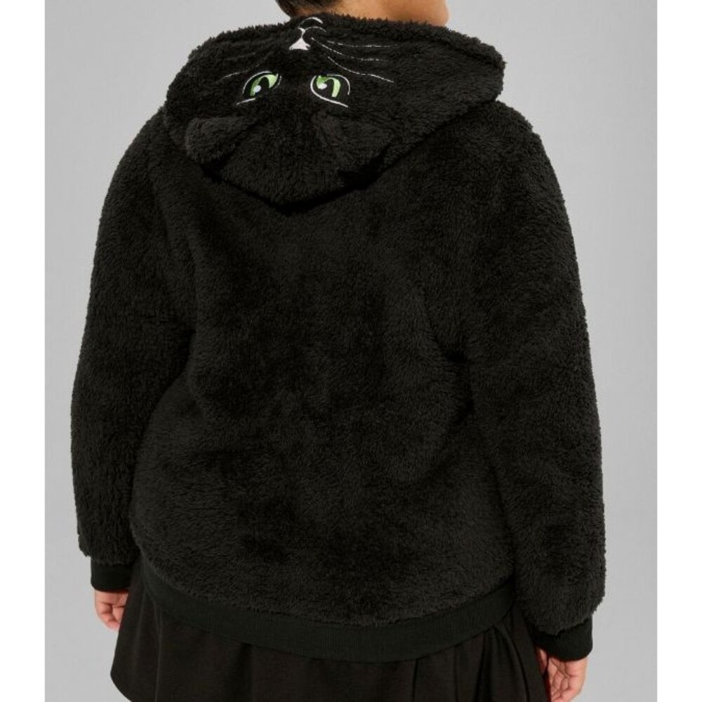 Torrid Black Zip Up Fuzzy Cat Face Hoodie Plus Size 2X - Picture 4 of 8
